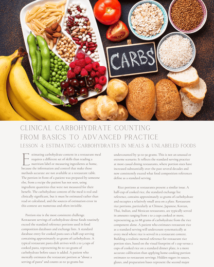 Carbs Don't Lie: Clinical Carbohydrate Counting from Basics to Advanced Practice - Dietitian CPE Continuing Professional Education, 8 CE Hours [All Dietitians]