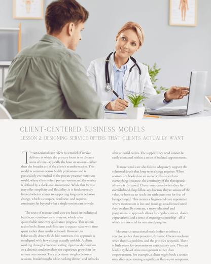 Client-Centered Business Models: Designing Nutrition Services That Truly Serve - Dietitian CPE Continuing Professional Education, 9 CEU [All Dietitians]