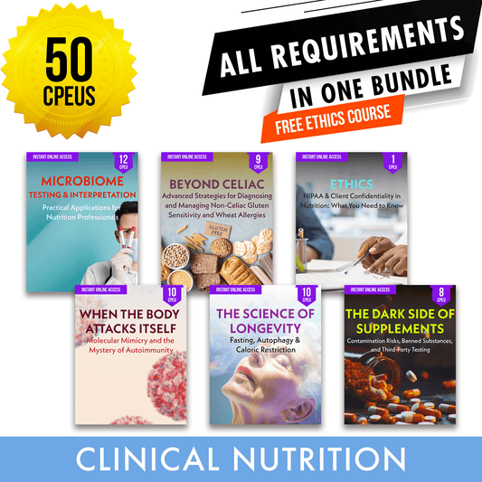 Clinical Nutrition Essentials Package: DTR Full Recertification - All Required Dietitian Continuing Professional Education Units in One Bundle, 50 CPEU [All Dietitians]