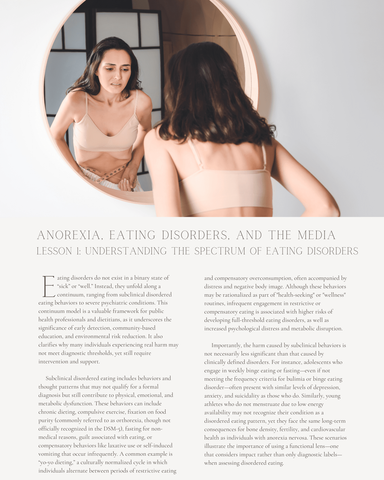 Anorexia, Eating Disorders, and the Media: A Public Health Approach to Body Image Education - Dietitian CPE Continuing Professional Education, 10 CEU [All Dietitians]