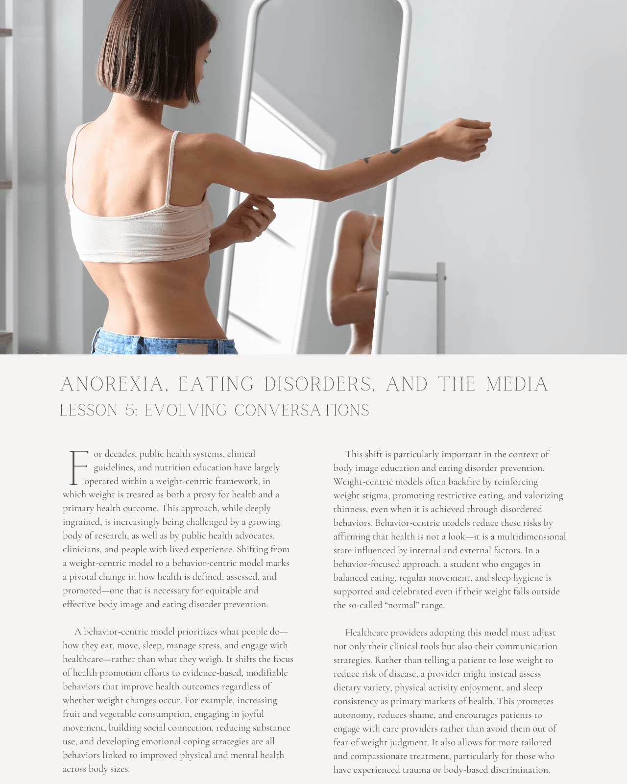 Anorexia, Eating Disorders, and the Media: A Public Health Approach to Body Image Education - Dietitian CPE Continuing Professional Education, 10 CEU [All Dietitians]