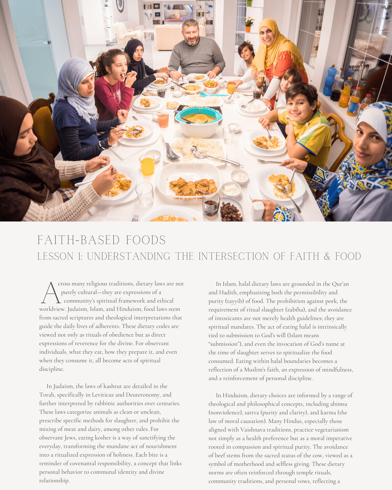 Faith-Based Foods: Principles and Practices of Kosher, Halal, and Hindu Vegetarian Diets - Dietitian CPE Continuing Professional Education, 15 CEU [All Dietitians]