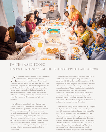 Faith-Based Foods: Principles and Practices of Kosher, Halal, and Hindu Vegetarian Diets - Dietitian CPE Continuing Professional Education, 15 CEU [All Dietitians]