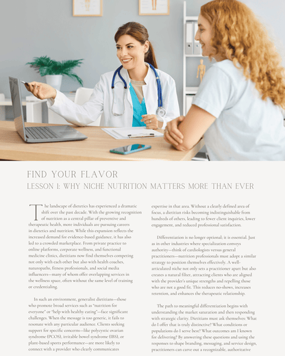 Find Your Flavor: A Modern Guide to Establishing Your Specialty and Personal Branding - Dietitian CPE Continuing Professional Education, 15 CEU [All Dietitians]
