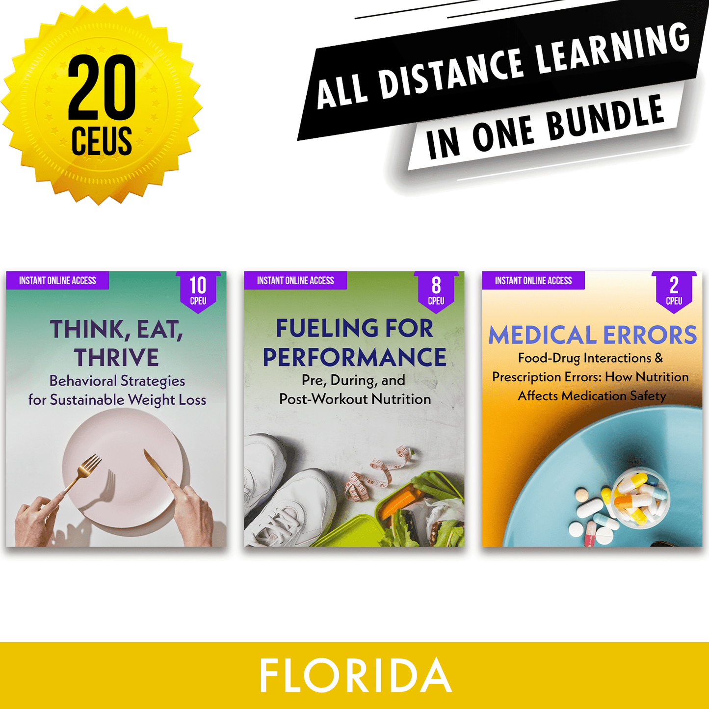 Florida Package 1: Full Recertification - All Required Dietitian Continuing Professional Education Units in One Bundle, 30 CEU [All Dietitians]