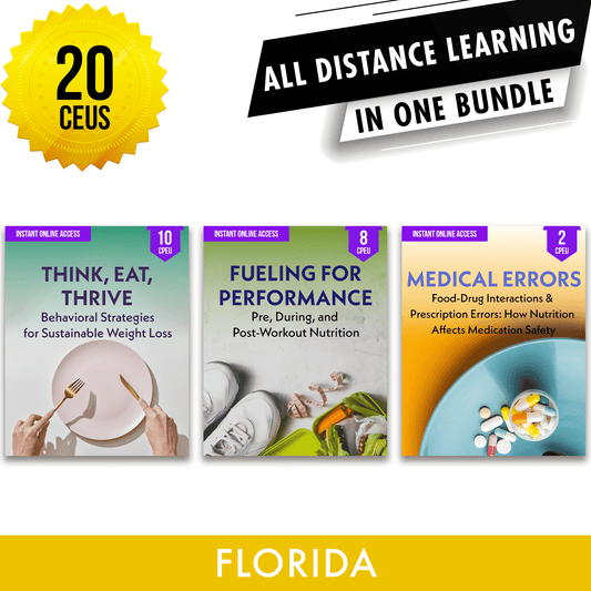 Florida Package 1: Full Recertification - All Required Dietitian Continuing Professional Education Units in One Bundle, 30 CEU [All Dietitians]