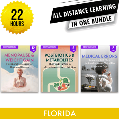 Florida Online CE Bundle 1: *NEW FOR 2027* Independent Study Package, Dietetic Continuing Education, 22 CE Hours [All Dietitians]