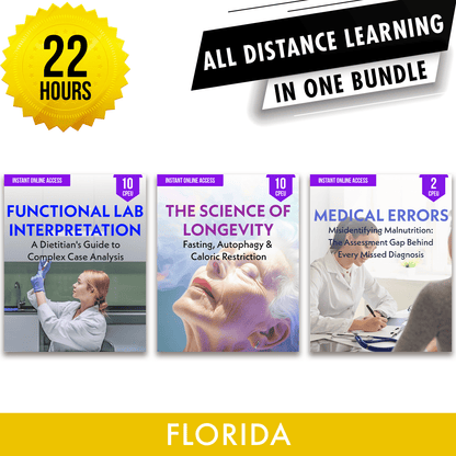 Florida Online CE Bundle 2: *NEW FOR 2027* Independent Study Package, Dietetic Continuing Education, 22 CE Hours [All Dietitians]