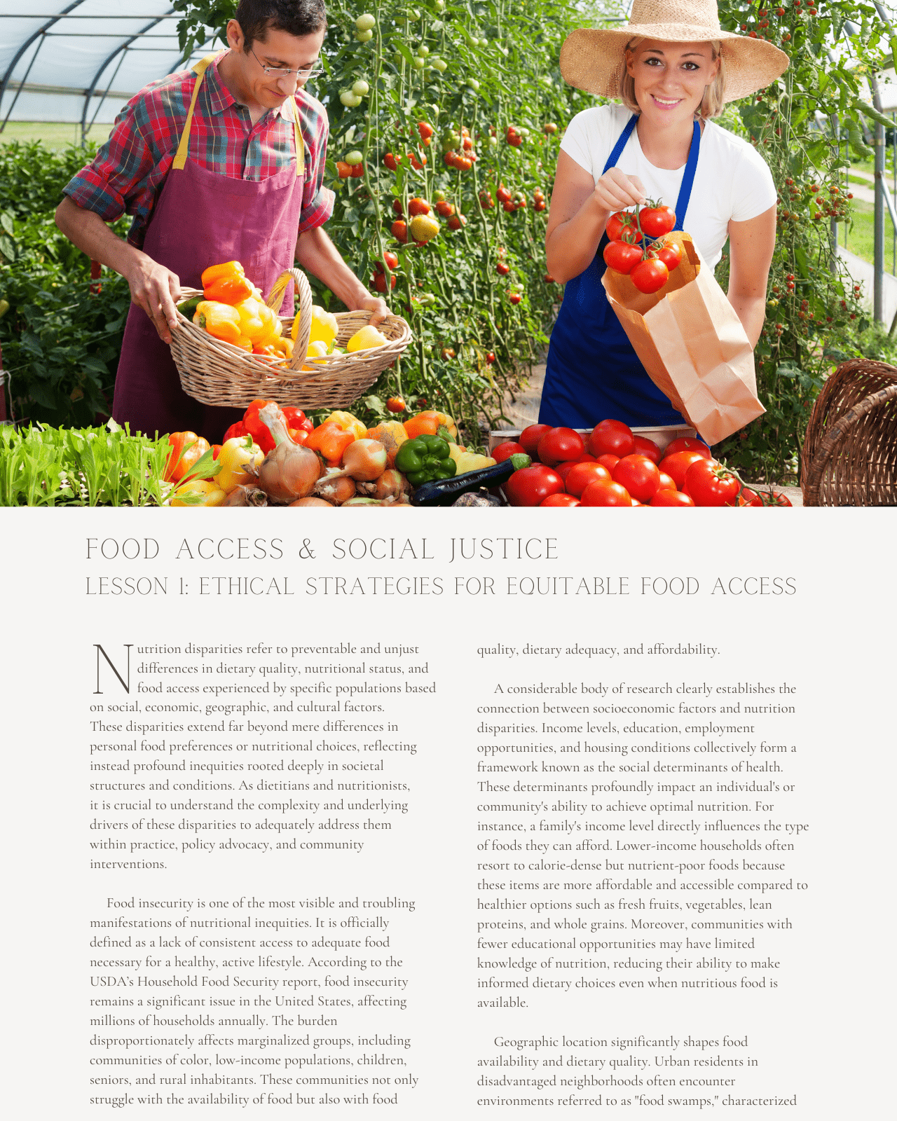 Food Access & Social Justice: Ethical Responsibilities in Addressing Nutrition Disparities - Dietitian CPE Continuing Professional Education, Health Equity, 1 CPEU [All Dietitians]