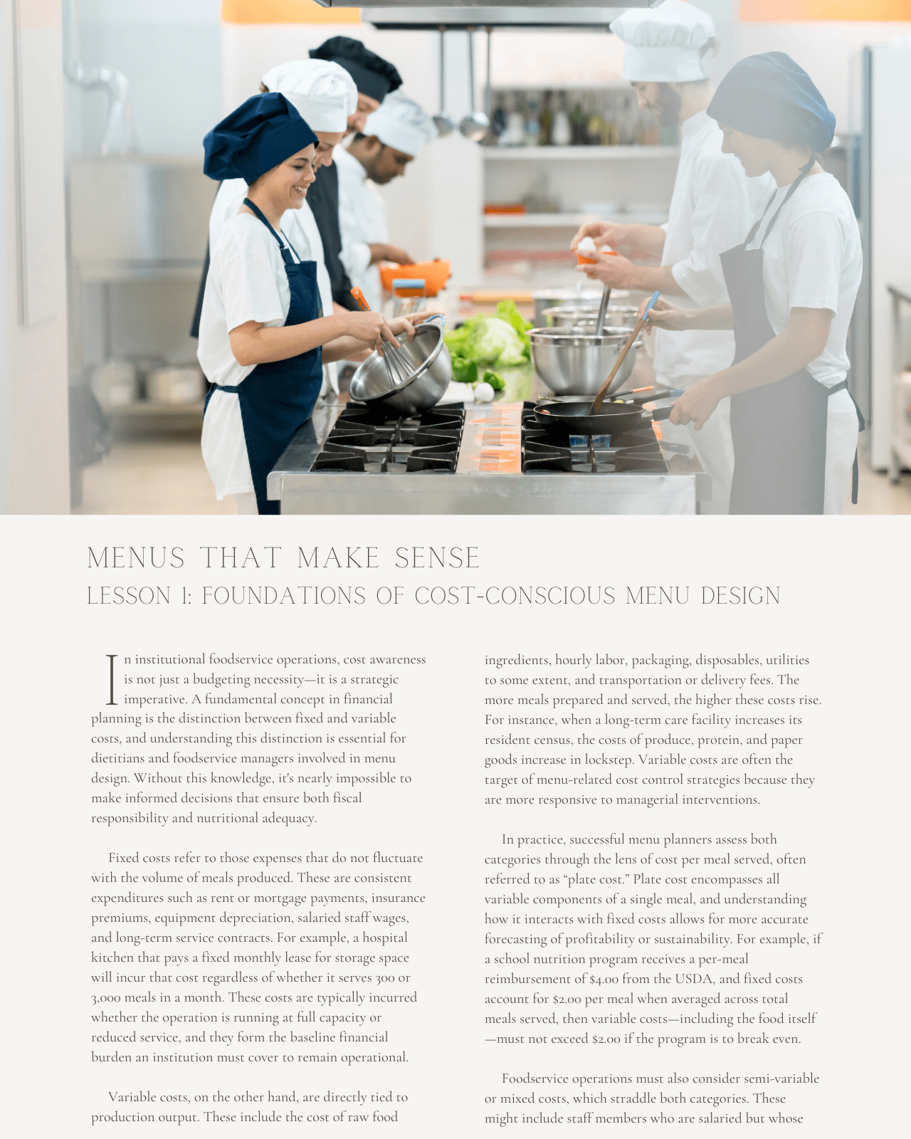 Menus That Make Sense: Cost-Savvy Planning for Large-Scale Foodservice - Dietitian CPE Continuing Professional Education, 10 CEU [All Dietitians]