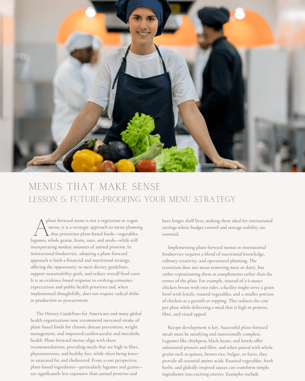 Menus That Make Sense: Cost-Savvy Planning for Large-Scale Foodservice ...