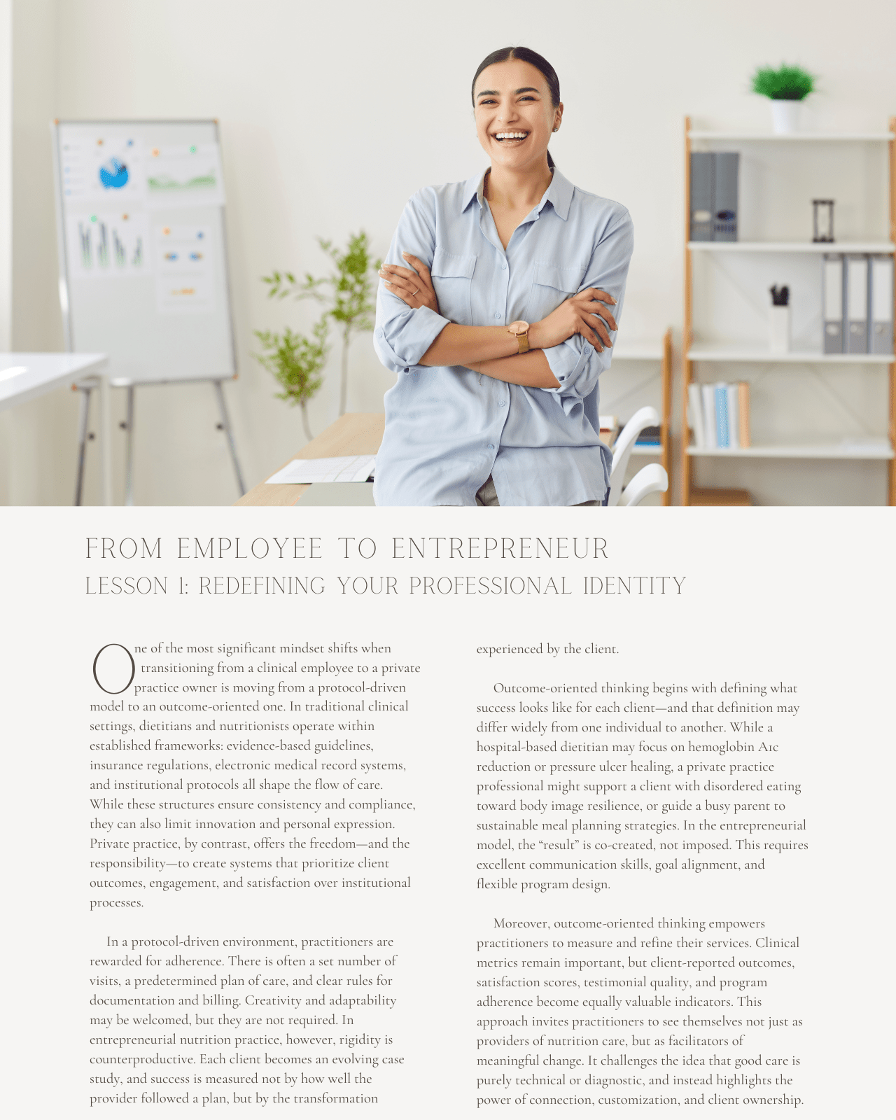 From Employee to Entrepreneur: Transitioning from Clinical Work to Private Practice - Dietitian CPE Continuing Professional Education, 15 CEU [All Dietitians]