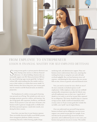 From Employee to Entrepreneur: Transitioning from Clinical Work to Private Practice - Dietitian CPE Continuing Professional Education, 15 CEU [All Dietitians]