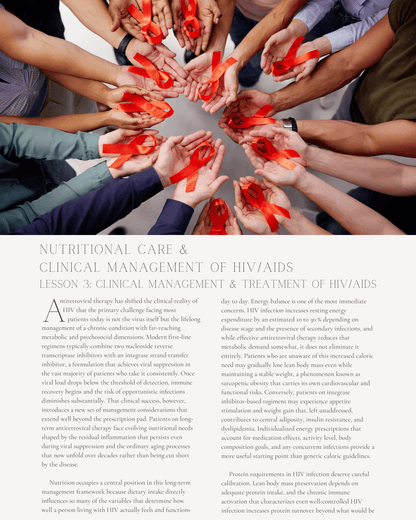 Beyond the Virus: Nutritional Care and Clinical Management of HIV/AIDS - Dietitian CPE Continuing Professional Education, 3 CE Hours [All Dietitians]