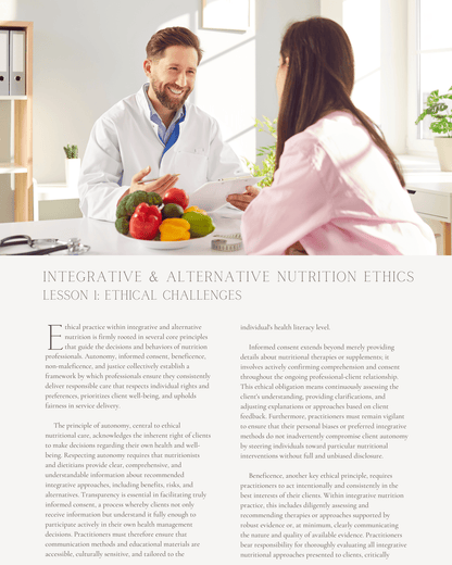 Integrative & Alternative Nutrition Ethics: Balancing Holistic Health with Scientific Rigor - Dietitian CPE Continuing Professional Education, Ethics, 1 CPEU [All Dietitians]