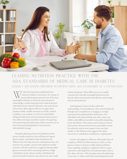 Leading Nutrition Practice with the ADA Standards of Medical Care in Diabetes - Dietitian CPE Continuing Professional Education, 2 CE Hours [All Dietitians]