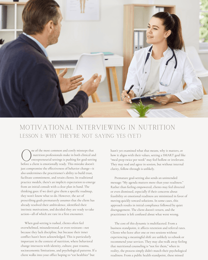 Motivational Interviewing in Nutrition: Converting Conversations into Change - Dietitian CPE Continuing Professional Education, 10 CEU [All Dietitians]