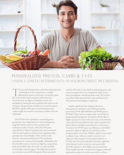 Personalized Protein, Carbs & Fats: Tailoring Macronutrient Ratios Based on Genetics - Dietitian CPE Continuing Professional Education, 9 CPEU [All Dietitians]