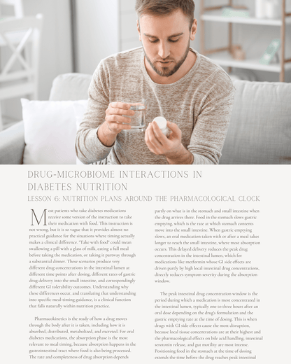 Pills and Plates: Drug-Microbiome Interactions in Diabetes Nutrition - Dietitian CPE Continuing Professional Education, 9 CE Hours [All Dietitians]