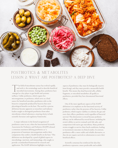 Postbiotics & Metabolites: The Next Frontier in Microbiome-Driven Nutrition - Dietitian CPE Continuing Professional Education, 8 CPEU [All Dietitians]