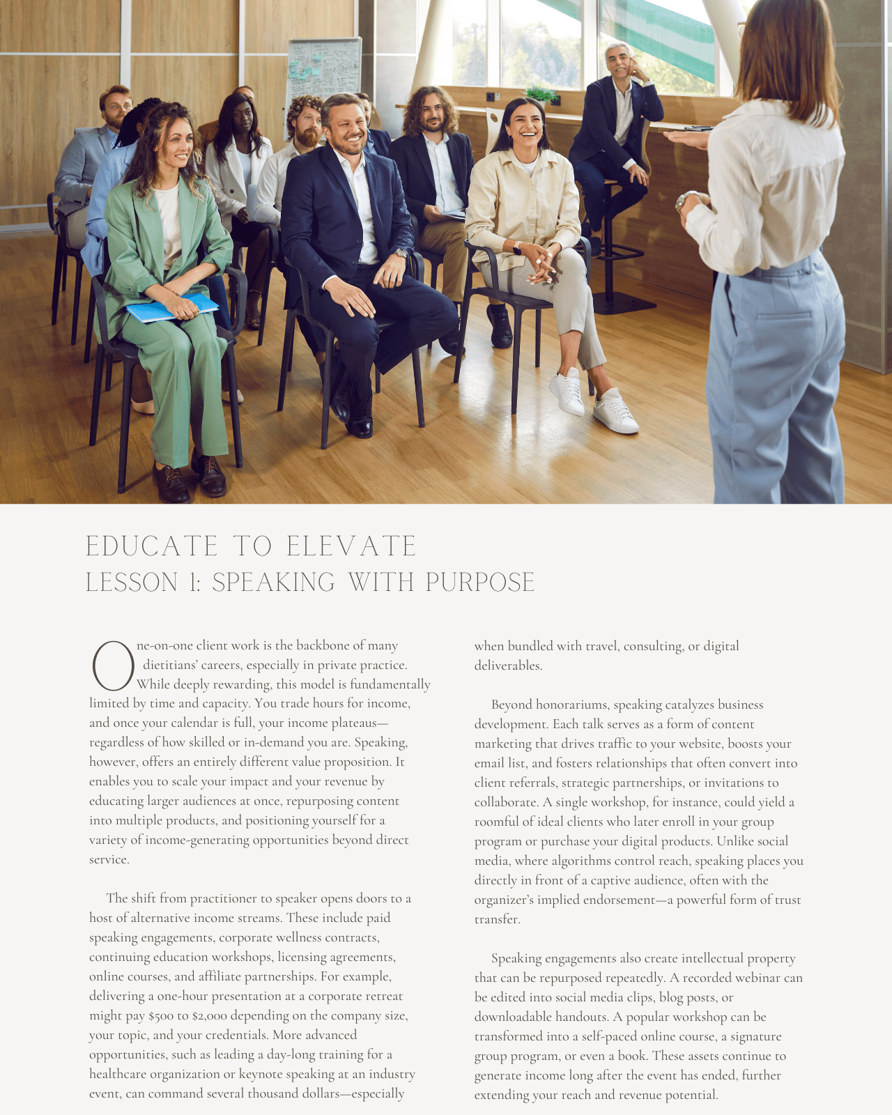Educate to Elevate: Brand-Building Through Public Speaking for Dietitians - Dietitian CPE Continuing Professional Education, 8 CEU [All Dietitians]