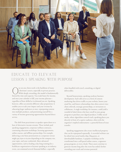 Educate to Elevate: Brand-Building Through Public Speaking for Dietitians - Dietitian CPE Continuing Professional Education, 8 CEU [All Dietitians]