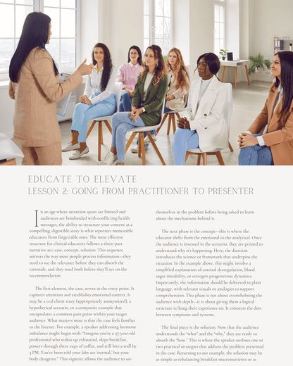 Educate to Elevate: Brand-Building Through Public Speaking for Dietitians - Dietitian CPE Continuing Professional Education, 8 CEU [All Dietitians]