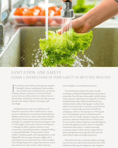 Sanitation and Safety: Standards for Food, Facilities, and Clients - Dietitian CPE Continuing Professional Education, 9 CE Hours [All Dietitians]